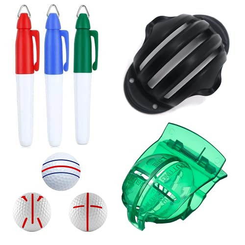 FAVORGEAR Golf Ball Line Kit,Triple Track Golf Ball Marker Alignment Tool for Alignment and Identification,Golf Ball Line Marker Accessories with Three Pens for Golf Gifts