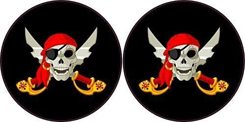 StickerTalk Color Jolly Roger Flag Vinyl Sticker, 1 Sheet of 2 Stickers, 3 inches by 3 inches Each
