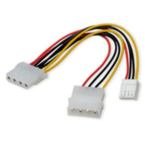 Molex 4-Pin to Molex 4-Pin and Floppy Disk Drive Power Cable