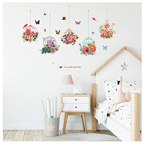 Hanging Birdcage Flower Wall Stickers Butterfly Flying Birds Leaf Window Decals Decoration Murals Wall Art Decorative Sticker for Kids Living Room Bedroom Nursery Playroom Jungle Party Decor Supplies Hanging Birdcage Flower Wall Stickers Butterfly Flying Birds Leaf Window Decals Decoration Murals Wall Art Decorative Sticker for Kids Living Room Bedroom Nursery Playroom Jungle Party Decor Supplies