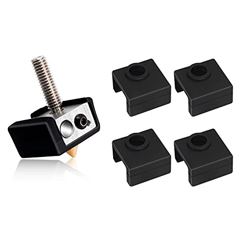 Creality Upgraded 3D Printer Heater Block Silicone Cover, MK8 Hotend Silicone Sock Block Cover for Creality CR-10, S4, S5, Anet A8, MK8 3D Printer, 4Pcs, Black