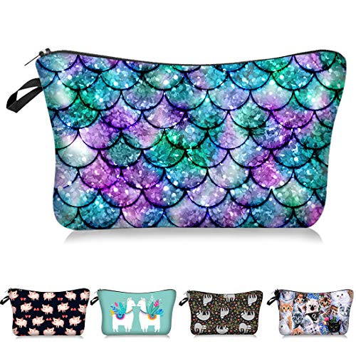 Multicolored Glowing Mermaid Cosmetic Bag Makeup Bags,Small Makeup Pouch Travel Toiletry Organizer With Zipper For Women Girls
