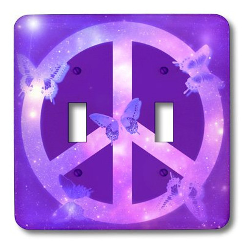 3dRose lsp_40234_2 Universe Peace Sign Butterflies- Inspirational Art Double Toggle Switch Purple 3dRose lsp_40234_2 Universe Peace Sign Butterflies- Inspirational Art Double Toggle Switch Purple