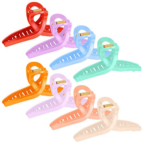 8 Pieces Hair Claw Clip Pastel Butterfly Clip Clamps Large Hair Jaw Clamp Clips Nonslip Hair Claws Strong Hold Hair Styling Accessories Assorted Colors for Thin Thick Fine Hair Women and Girls