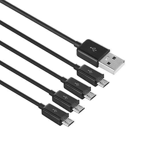 Multi Micro USB Charging Cable, 4 in 1 USB 2.0 A Male to 4 Micro USB Male,Micro USB Splitter Cable,1.5ft/0.5M -Black-