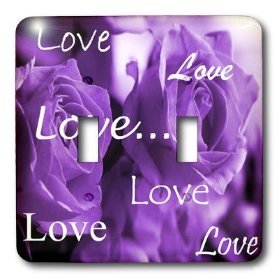 3dRose lsp_6918_2 Three Dusty Purple Roses With Love Double Toggle Switch Multicolor