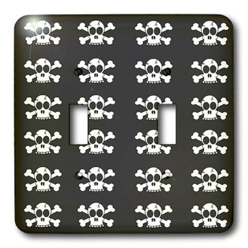 3dRose lsp_6358_2 Skull and Crossbones Grey Print Double Toggle Switch Multicolor