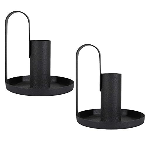 2 PCS Retro Candle Holders - Retro Wrought Iron Candlestick Holder - Simple Black Candlestick Holders for Taper Candles, Taper Candle Holders for Wedding, Dinning, Party Decorations
