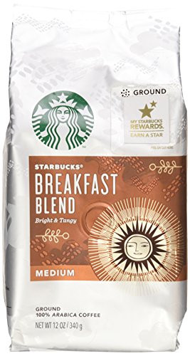 Starbucks, Medium Roast, Breakfast Blend, Ground Coffee, 12oz Bag (Pack of 2)