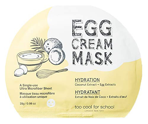 Too Cool for School Egg Cream Mask Hydration 1 Sheet - Microfiber sheet, Egg yolk serum, Egg white serum
