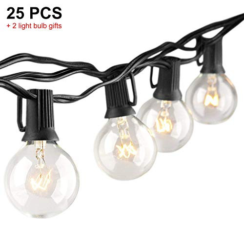 G40 Globe String Light, 25ft Outdoor Edison Bulb String Lights Indoor, Waterproof 5W Hanging Amber Vintage Led Edison String Light UL Listed with 25 Sockets for Patio Garden Backyard Decoration