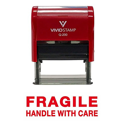 Fragile Handle with Care Self Inking Rubber Stamp -Red Ink- - Medium