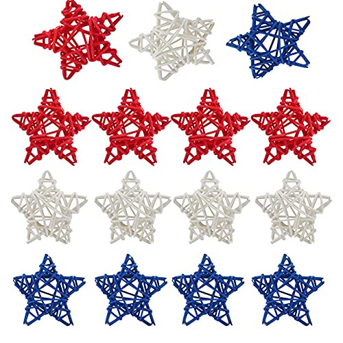 15 Pack 4th of July Star Shaped Rattan Balls Decoration, 2.36 in Red Blue White Stars Wicker Balls for Fourth of July Independence Day Home Decor DIY Vase Filler Ornament Wedding Table Decor 15 Pack 4th of July Star Shaped Rattan Balls Decoration, 2.36 in Red Blue White Stars Wicker Balls for Fourth of July Independence Day Home Decor DIY Vase Filler Ornament Wedding Table Decor