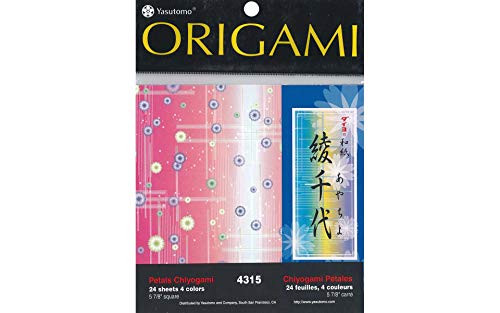 Yasutomo Fold'Ems Origami Paper, 5 7/8 X 5 7/8 inches, Petal Chiyogami Pattern, 24 Sheets -4315-