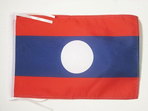 AZ FLAG Laos Flag 18'' x 12'' Cords - Laotian Small Flags 30 x 45cm - Banner 18x12 in