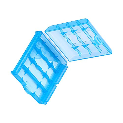 Heyiarbeit 1Pcs AA/AAA PP Battery Organizer Box Battery Storage Case Battery Holder Storage for Carrying Battery Blue