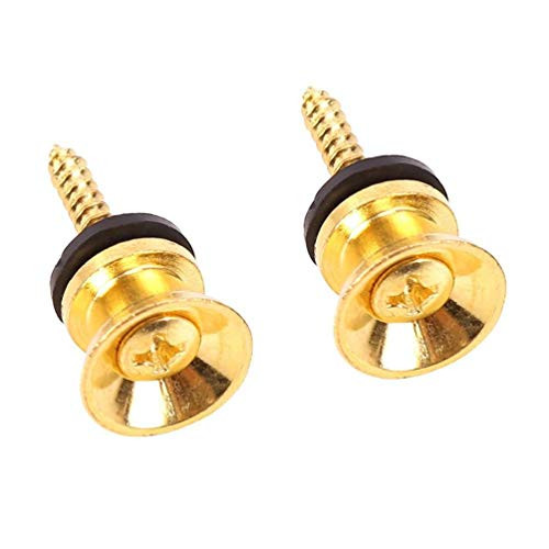 2pcs Guitar Strap Part Metal Strap Buttons Locks End Pins Ukulele Button Pegs Screw Mushrooms Head Golden