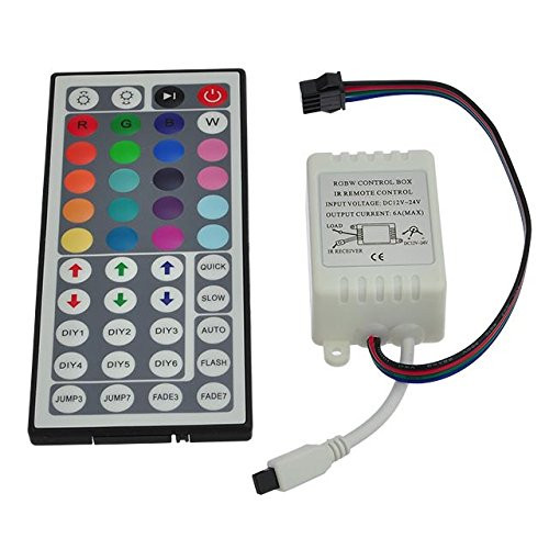 LEDwholesalers RGB Controller with 44-Key Wireless IR Remote for RGB LED Light Strips 12V 24V, 3369RGB