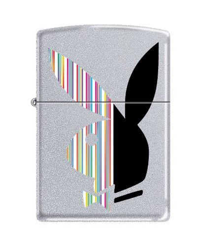 Zippo Playboy Lines Pocket Lighter, Satin Chrome