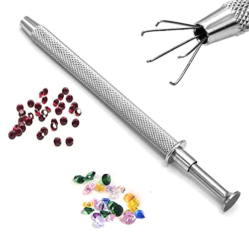 OdontoMed2011 Prong Holder Diamond Holder Pick-up Tool Stainless Steel 5 Prongs Diamond Claw Tweezers Parts Beads Diamond Gems Prong Tweezer Catcher Grabber Jewelry Making Jeweler Tool