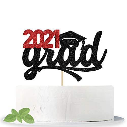 Black Glitter Grad 2021 Cake Topper - Congrats Grad Cake Decorations - 2021 High School/College/Senior Graduation Party Supplies Black Glitter Grad 2021 Cake Topper - Congrats Grad Cake Decorations - 2021 High School/College/Senior Graduation Party Supplies
