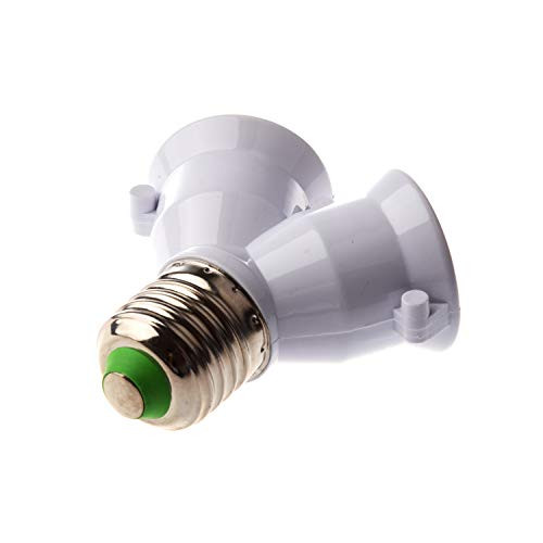 Pukido Brand New E27 1 to 2 E27 LED Light Lamp Bulb Adapter Converter Split Splitter Base Socket - -Plug Type: as pics-