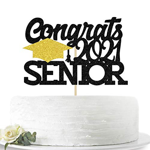 Glitter Congrats 2021 Senior Cake Topper - Congrats Grad Cake Topper - High School/ College/Senior Graduation Party Decorations Supplies Glitter Congrats 2021 Senior Cake Topper - Congrats Grad Cake Topper - High School/ College/Senior Graduation Party Decorations Supplies