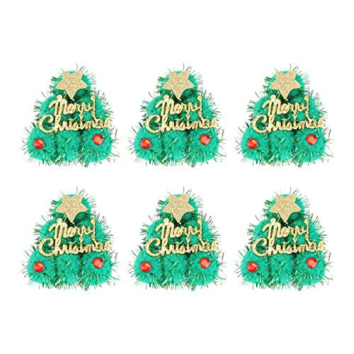 BESTOYARD 6pcs Christmas Hair Clips Plush Xmas Tree Ball Hair Barrettes Hair Accessories for Costume Party Favor Gift Supply -Green-
