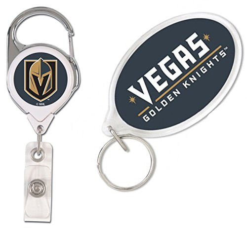 Vegas Golden Knights Premium Id Badge Reel with Oval Key Ring Gift Set