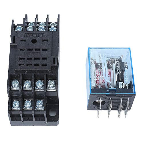 Stable 14 Pins Small Coil Power Relay with Base 4NO 4NC Miniature Relay Socket Type Terminal Form Easy Installation Industrial for Automatic Control Circuit-DC12V-