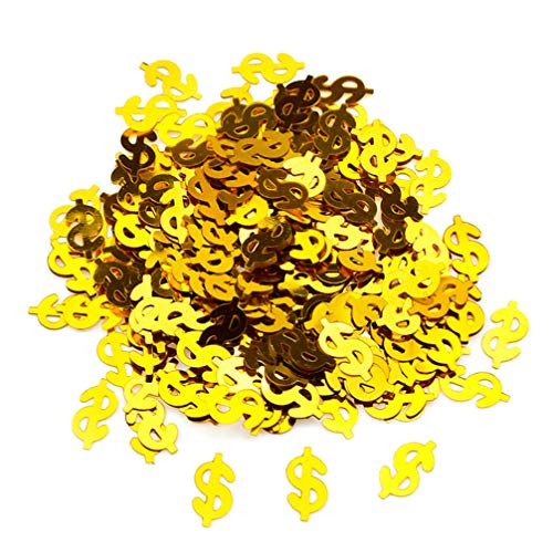 NUOBESTY 100pcs Glitter Gold Confetti Dollar Sign Sequins Table Confetti for Wedding Birthday Festival Party Decoration
