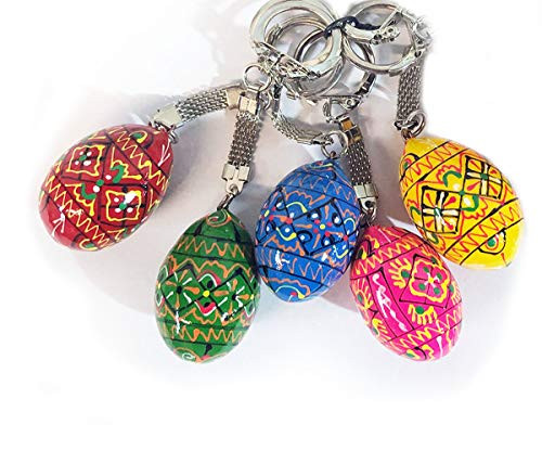 Religious Gifts 5 Ukrainian Hand Painted Wooden Easter Eggs Pysanky Key Chains 1 1/4 Inch Religious Gifts 5 Ukrainian Hand Painted Wooden Easter Eggs Pysanky Key Chains 1 1/4 Inch