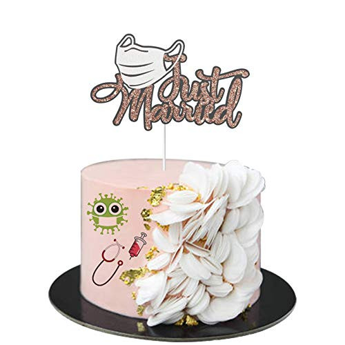 Rose Gold Just Married Cake Topper, Wedding Cake Decorations, Married Sign, Engagement Decorations, Bridal Shower Party Decor Supplies Rose Gold Just Married Cake Topper, Wedding Cake Decorations, Married Sign, Engagement Decorations, Bridal Shower Party Decor Supplies