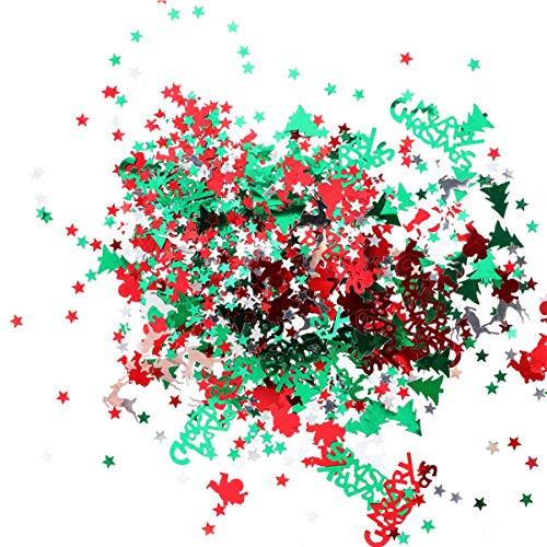 EXCEART 3 Packs Christmas Confetti Santa Xmas Tree Elk Star Table Scatters Holiday Sequins Sprinkles for Xmas Winter New Year Party Table Decoration