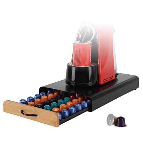FlagShip Coffee Capsule Drawer Display Storage Pod Holder for Nespresso Originaline (60 Pods Wood)