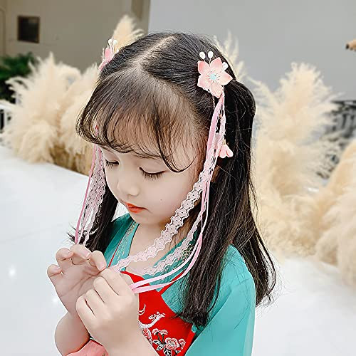 Guhao Cute Butterfly Hair Clips with Tassel, Vintage Butterfly Hairpin Hanfu Headdress Side Hairpin Headdress Headpiece, Chinese Style Flower Hair Clip-E-