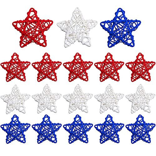 18 Pcs 4th of July Independence Star Shaped Rattan Balls Decoration,2.36 Inch Red White and Blue Wicker Rattan Stars for Independence Day Home Decor DIY Craft Vase Bowl Filler Table Decoration 18 Pcs 4th of July Independence Star Shaped Rattan Balls Decoration,2.36 Inch Red White and Blue Wicker Rattan Stars for Independence Day Home Decor DIY Craft Vase Bowl Filler Table Decoration