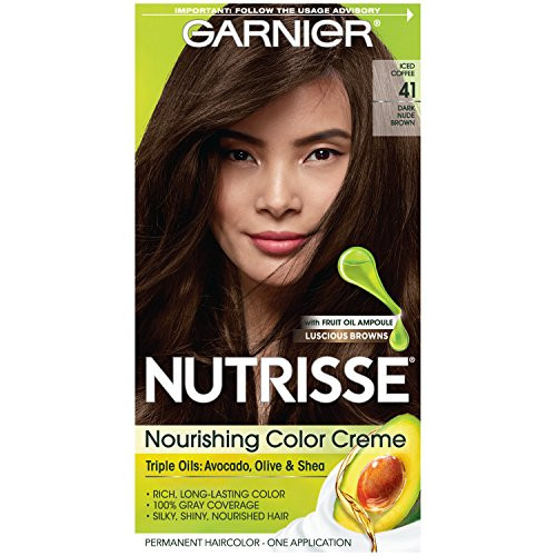 Garnier Nutrisse Nourishing Hair Color Creme, 41 Dark Nude Brown -Packaging May Vary-
