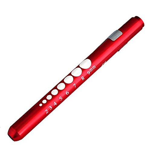 KimBird Medical First Aid LED Penlight,Flashlight Torch Doctor Nurse EMT Emergency with Pupil Gauge and Pocket Clip for Doctors and Nursing Students -Red-