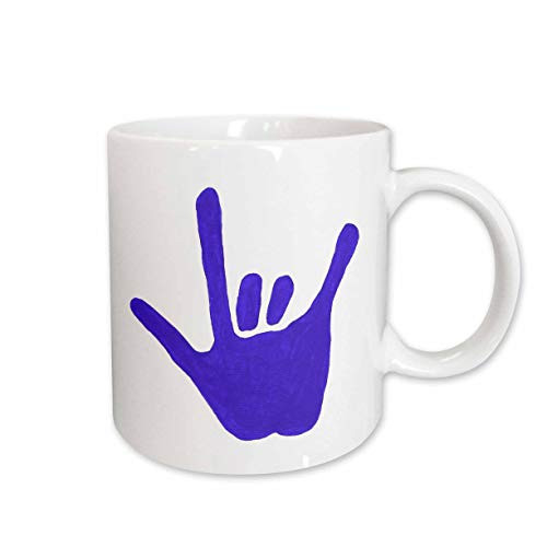 3dRose Love Sign Language Blue Ceramic Mug, 15-Ounce