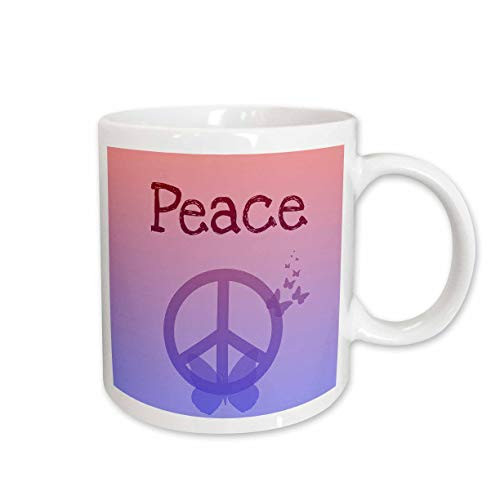 3dRose Pink and Purple Peace Sign and Butterfly Inspirational Art Ceramic Mug, 15-Ounce 3dRose Pink and Purple Peace Sign and Butterfly Inspirational Art Ceramic Mug, 15-Ounce