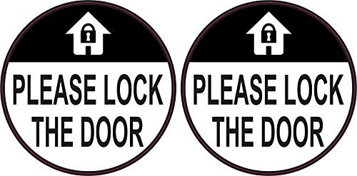 StickerTalk Please Lock The Door Vinyl Stickers, 1 Sheet of 2 Stickers, 3 inches x 3 inches Each, 1 Sheet of 2 Stickers, 3 inches by 3 inches Each