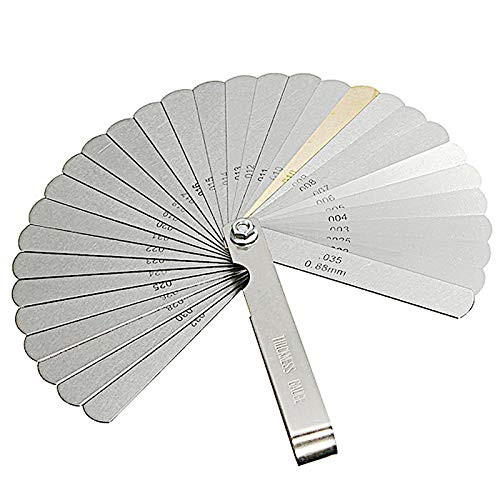 Stainless Steel Feeler Gauge Yutou Dual Marked Metric and Imperial Spark Plug Gap Metal Gauge Measuring Tool -0.04-0.88 mm, 32 Blades-