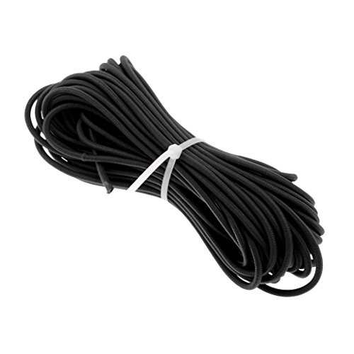 2mm Elastic Bungee Rope Shock Cord Tie Down Roof Racks Boats Trailers - White/Black - Black, 10m Black
