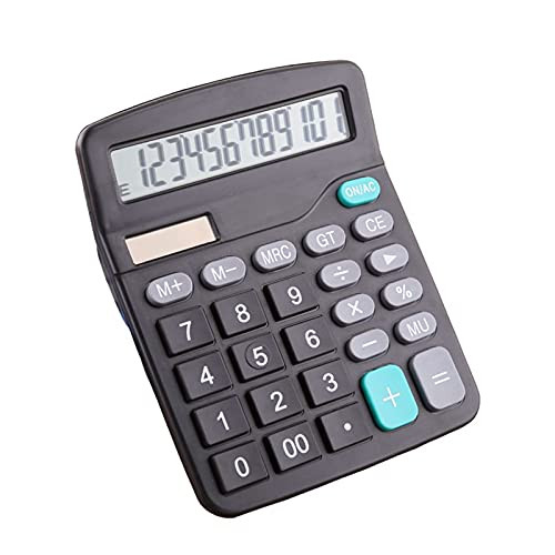 12-Digit Solar Battery Basic Calculator, Solar Battery Dual Power Office Calculators, with Large LCD Display and Large Buttons
