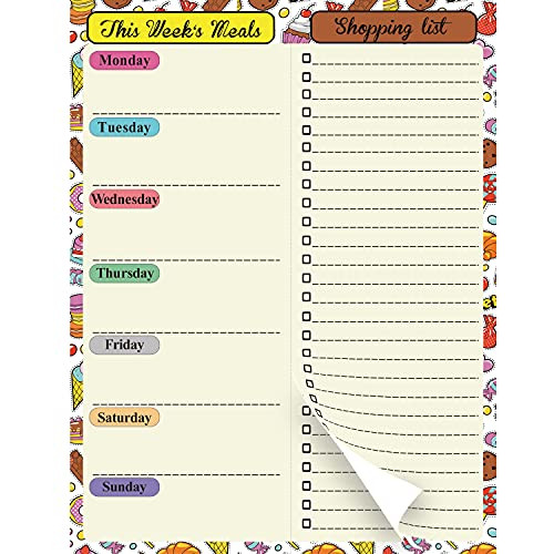 Weekly Meal Planner Undated Grocery List Magnetic Notepads 6" x 9" Meal Planning Notepad with Tear Off Shopping List for Convenient Shopping Hanging Food/Menu Organizer Notepad for Refrigerator or Desk