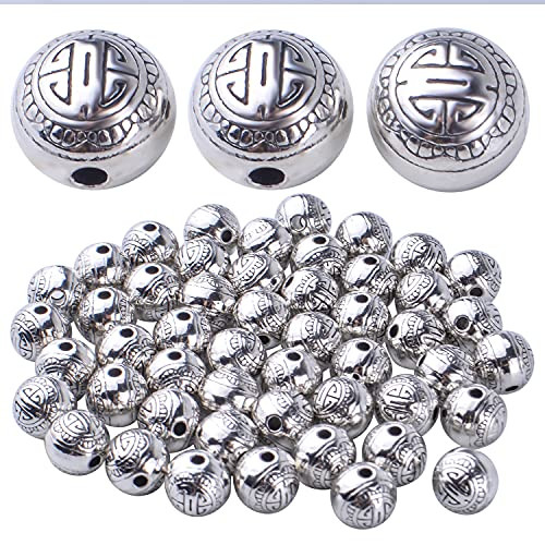 50pcs Antique Silver Round Ball Spacers Beads Alloy Bead Spacer Loose Beads Spacer Charm Beads for DIY Jewelry Bracelet Necklace Craft Making Accessory 50pcs Antique Silver Round Ball Spacers Beads Alloy Bead Spacer Loose Beads Spacer Charm Beads for DIY Jewelry Bracelet Necklace Craft Making Accessory
