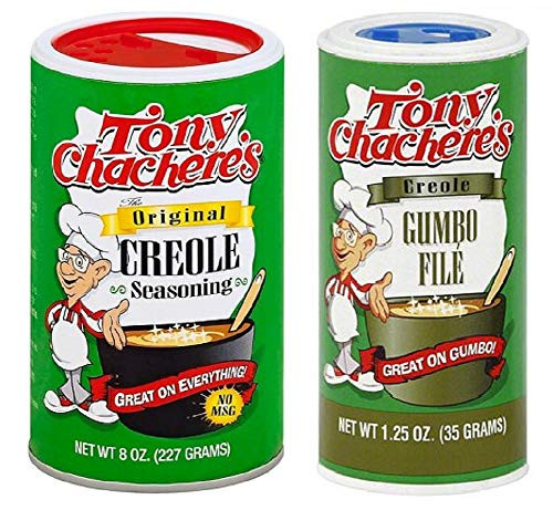 Tony Chachere's No MSG Cajun Creole Seasoning Bundle - 1 each of Tony's Original Creole Seasoning 8 Ounces and Gumbo File 1.25 Ounces Tony Chachere's No MSG Cajun Creole Seasoning Bundle - 1 each of Tony's Original Creole Seasoning 8 Ounces and Gumbo File 1.25 Ounces