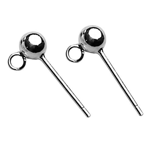 Colaxi 1 Pair 925 Sterling Silver Earrings Findings Post Stud Ball Closed Loop DIY - 3mm