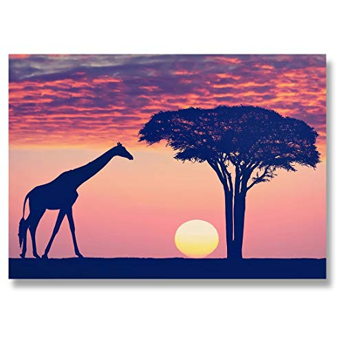 Photograph 6" x 4" - African Safari Sunset Giraffe Art Print 15 X 10 cm -6 X 4 in- 280gsm satin gloss photo paper 14271